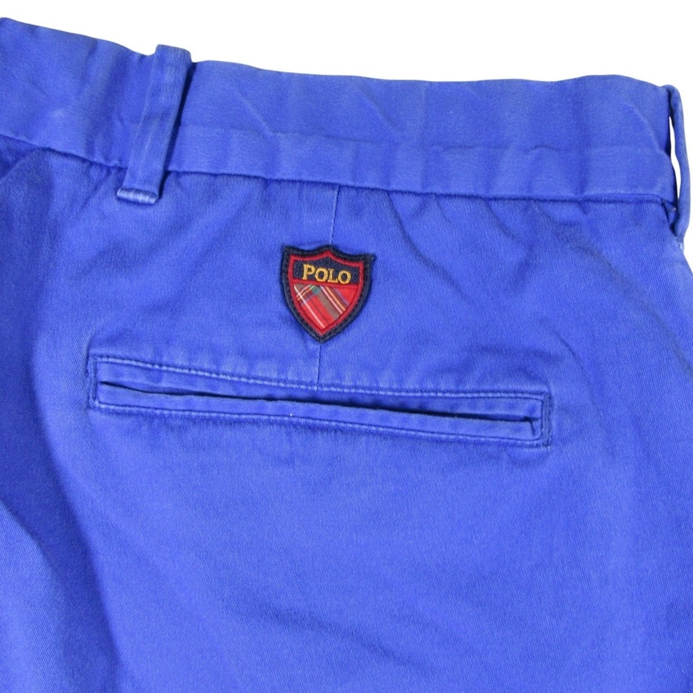 Polo Ralph Lauren Mens Chino Shorts 35 x 9 Medium Blue Golf Crest Logo Stretch - Picture 2 of 10